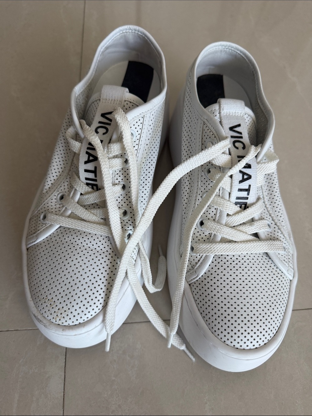 Vic Matie White Perforated Leather Sneakers